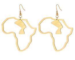 Dangle Lustre Carte Africaine Grandes Boucles D'oreilles Exagérer Grande Reine Égyptienne Boucle D'oreille Couleur Or Afrique Ornements Traditionnels Ethni3766408