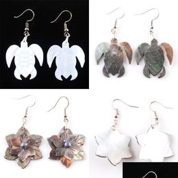 Dangle Lustre Animal Tortue Dangle Crochet Boucles D'oreilles Paua Abalone Shell Perle Pendentif Coquillage Boucle D'oreille Femmes Suspendus Jewe Bdejewelry Dhwnx