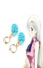 Bengelen kroonluchter anime de zeven dodelijke zonden oorbellen Elizabeth Liones Blue Sun Stars Moon for Women Ear Clip Hangerse sieraden7921642