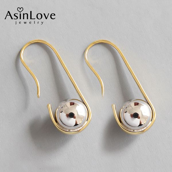 Dangle Lustre AsinLove Creative Or 18 carats en forme de U Crochet Ball Boucles d'oreilles Dainty Handmade Real 925 Sliver Drop Boucles d'oreilles pour les femmes Fine Jewelry 230515