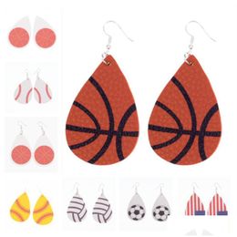 Dangle Lustre Baseball Basketball Boucles D'oreilles En Cuir Pour Les Femmes Sports Rugby Softball Larme Fille Unique Bijoux De Mode Dhgarden Dhgci