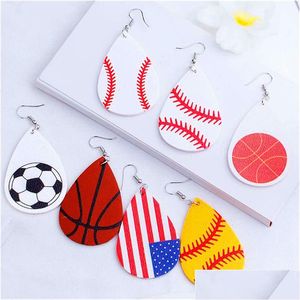 Dangle Lustre Baseball En Cuir Pendentif Boucles D'oreilles En Forme De Goutte De Mode Bijoux Fans De Sport Féminin Cadeau D'anniversaire Dhj2C