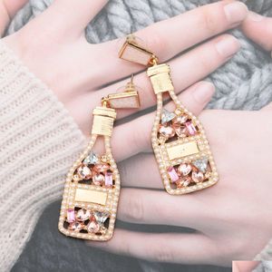 Dangle Chandelier Perlé Bouteille De Champagne Boucles D'oreilles Pour Femmes Hommes À La Main Boucle D'oreille Anniversaire Vacances Fêtes Cadeaux Livraison Jewe Dhea9