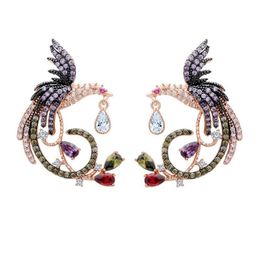 Dangle Chandelier Bling Colorf Zircon Chinese Phoenix Pendientes de gota para mujeres Gril Gift Delivery Jewelry Dh97U