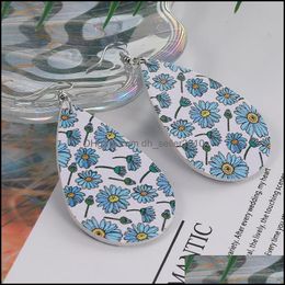 Dangle Lustre Bohême Conception Daisy Imprimé Pu Boucles D'oreilles En Cuir Pour Femmes Fille De Mode Fleur Dangle Goutte Crochet Oreille Dhseller2010 Dhort