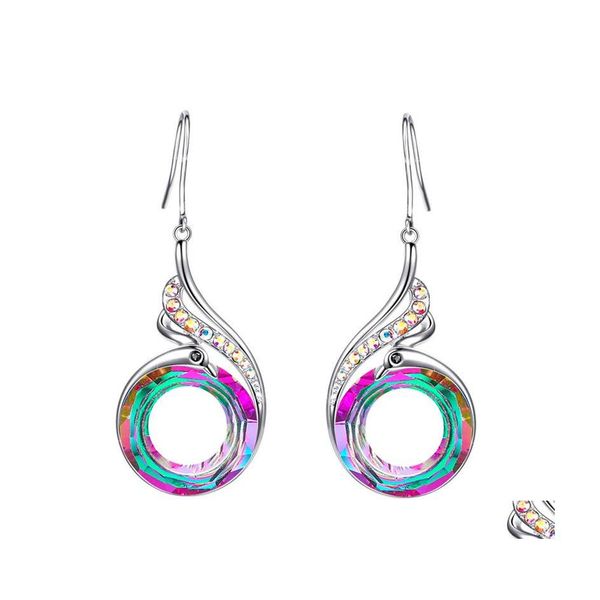 Cuelga la lámpara bohemia étnica colorf pendientes de cristal moda pavo real fénix declaración pendiente fiesta de boda diaria joyería dr dhu3k