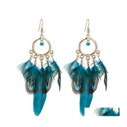 Dangle Lustre Bohème Mode Bijoux Femmes Plume Glands Boucles D'oreilles Rétro Femme Ornements Colorf Drop Delivery Dhav3