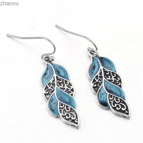 Chandelier Bohemian Retro Retro Indian Style Blue Vortex Boucles d'oreilles adaptées aux femmes Boucles d'oreilles à crochet de pêche des femmes Cadeau XW