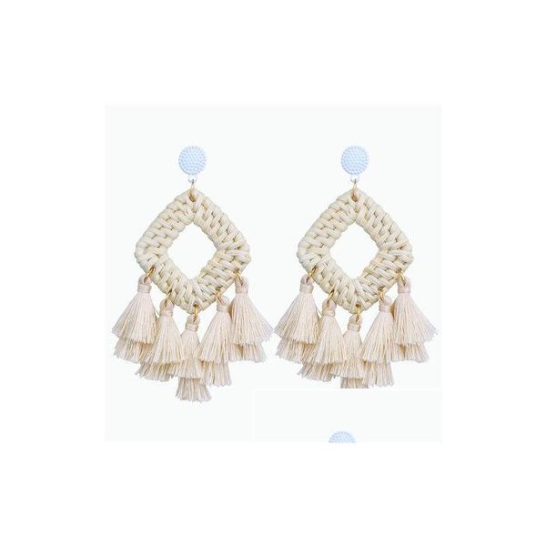 Dangle Chandelier Bohème Gland Boucles D'oreilles Déclaration À La Main Ethnique Bambou Géométrique Carré En Forme D'éventail Dames Drop Delivery Jewelr Dh1Nw