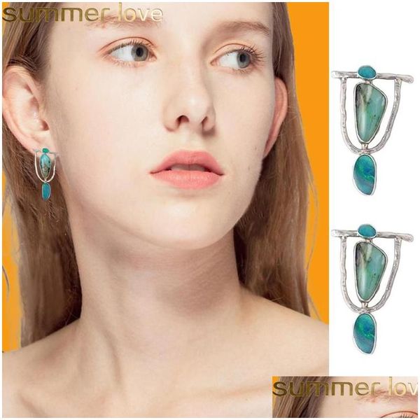 Dangle Lustre Boho Ethnique Vert Résine Pierre Boucles D'oreilles Pour Les Femmes Indien Tribal Vintage Meilleur Bijoux Cadeaux Livraison Dhfm9