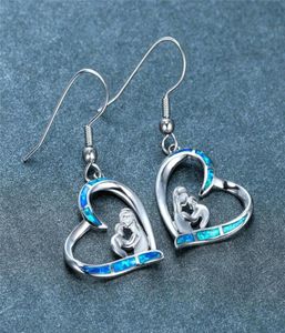 Enveloppe Chandelier Boho Femme Boucles d'oreilles en pierre d'opale bleu mignon coeur d'amour pour les femmes charme couleurs arc-en-ciel de boucles d'oreilles Drop.