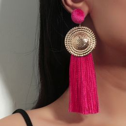 Bengelen kroonluchter boho vintage modetrends trendy vrouw oorbellen set voor vrouwen lange kwast legering roze wol piercing hoepel oorbellen 230808