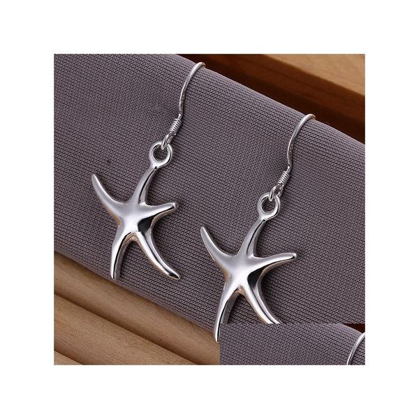 Dangle Chandelier Brand New Sterling Sier Plate Les boucles d'oreilles étoile de mer Dfmse062 Femmes 925 Dangle Chandelier 10 paires beaucoup Drop Deli Dh1Qa