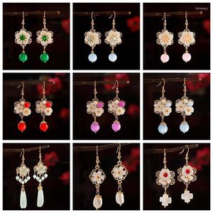 Dangle Lustre Chinois Traditionnel Boucles D'oreilles Pour Femmes Fille Hanfu Ethnique Boucle D'oreille Esthétique Fleur Shell Pendentif Oreille Anneaux De Mode GiftsD