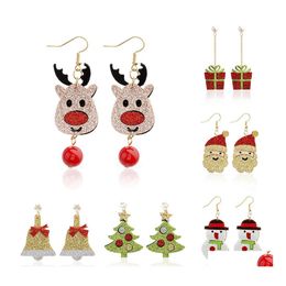Bengelen kroonluchter kerst oorbellen colorf gelaagde santas herten vrouwen geschenken sieraden drop levering dhydu