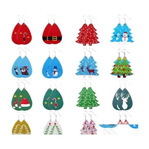 Dangle lustre boucles d'oreilles en cuir de noël fausses gouttes pour les femmes arbre cloche cerf boucle d'oreille Epacket livraison directe bijoux Otyxe