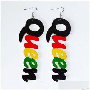 Dangle Lustre Colorf Africain Bois Lettre Boucles D'oreilles De Mode Géométrique Creux Initiale Reine Boucle D'oreille Pour Les Filles Livraison Jewelr Dhdkr