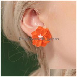 Dangle Chandelier Colorf Fleurs Exquises Boucles D'oreilles Pour Femmes Nouveau Tendance En Alliage D'or En Métal Géométrique Peal Pierre Jewelr Dhgarden Dhs0F