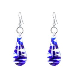 Boucles d'oreilles pendantes en verre, lustre coloré, pendentif en verre, fleur à l'intérieur, livraison de bijoux Dhi5G