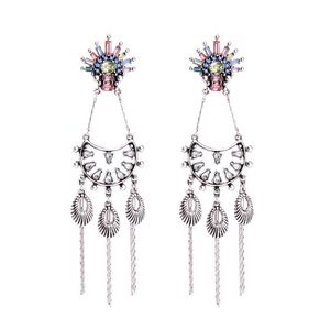 Dangle Lustre Fleur Colorée Longues Boucles D'oreilles En Attente 2022 Demi-Cercle Chaîne Gland Suspendu Pour Les Femmes Gros BijouxDangle DangleDangle