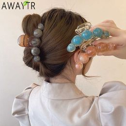 Dangle Kroonluchter Kleurrijk Gradiënt Bal Kraal Haarklauwen Acetaat Haarspeld voor Dames Haaraccessoires Zomer Sieraden 2022 Make-up Vintage Haarclip Z0608