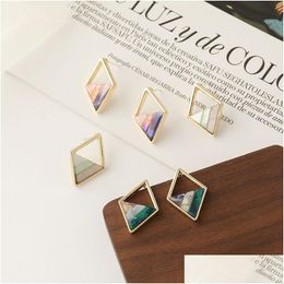 Dangle Lustre Contracté Losange Couleur Contraste Boucles D'oreilles Femme Mode Dame Géométrique Évider Le Triangle Boucle D'oreille Dr Dhwtd