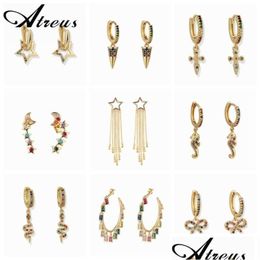 Dangle Lustre Cuivre Micro Pave Zircone Boucles D'oreilles Pour Femmes De Luxe Or Cercle Rond Boucle D'oreille Hip Hop Bijoux De Fête P Dhuip