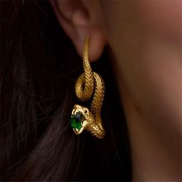 Dangle Kroonluchter Crystal Snake Stud Oorbellen Gouden Zirconia Voor Vrouwen Mode Temperament Trendy Sieraden Geschenken 230704