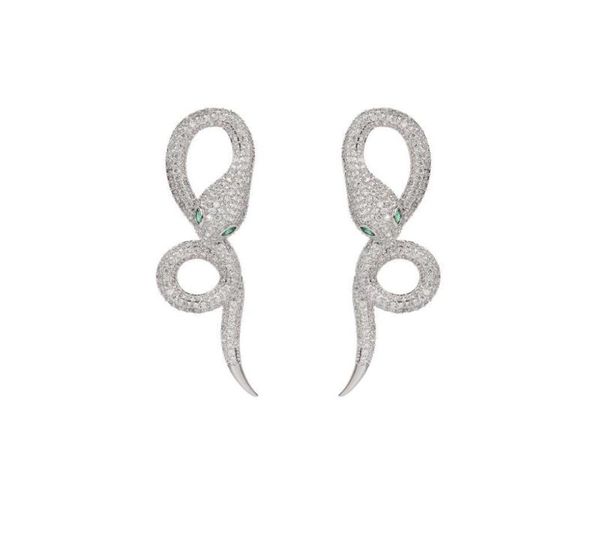 Pendiente de serpiente de circonia cúbica para mujer y niña, lámpara colgante, joyería de graduación con Pin de plata 925 CE10170Dangle3154273