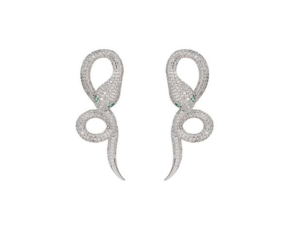 Pendiente de serpiente de circonia cúbica para mujer y niña, lámpara colgante, joyería de graduación con Pin de plata 925 CE10170Dangle8451095