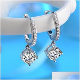 Dangle Kroonluchter Leuke Zirconia Cz Sier Plated Oorringen Voor Vrouwen Oorbel Mode-sieraden Drop Levering Dh6So