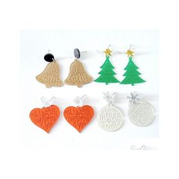 Bengelen kroonluchter schattige mode oorbellen acryl hart bells kerstboom voor vrouwen meisjes kerstjaar geschenken drop levering sieraden dhgab