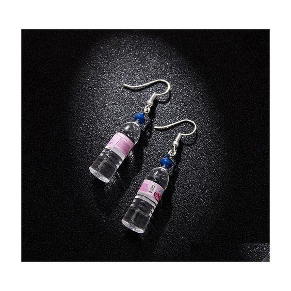 Dangle Lustre Mignon Bouteille D'eau Minérale Boucles D'oreilles Bleu Rose Couleur Beach Party Femme Bijoux Femmes Creative Boisson Bouteilles Drop Dh4Or