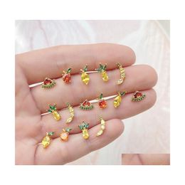 Bengelen kroonluchter schattige mini -oorbellen zomer colorf zirkoon fruit steden oorrang mode eenvoudige dame sieraden accessoires a8z drop deliv dhoeq