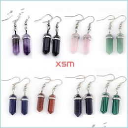 Dangle Chandelier Dangle Chandelier Boucles d'oreilles en pierre naturelle Reiki Pendum hexagonal Améthystes Lapis Fluorite Boucle d'oreille en cristal rose Dhtse