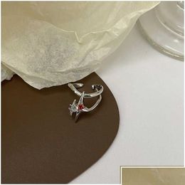 Cuelga la lámpara cuelga los anillos de la lámpara Nuevo diseño Irregar Zircon Anillo de estrella Espiral creativo Cruz Abierta Estética Geométrica Joya Dhg31