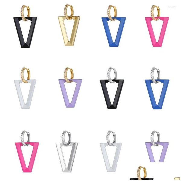 Dangle Chandelier Dangle Boucles d'oreilles 1pc avec pendentif oreille Stud pour femmes Neon Fluorescent Party Fashion Bijoux Cadeaux Triangle Drop De Ot5Dx