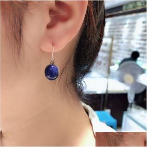 Bengelen kroonluchter bengelen oorbellen fnj 925 sier natuurlijke lapis voor vrouwen sieraden pure originele s925 sterling drop oorrel blauwe steen dhjk5