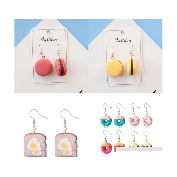 Dangle Lustre Dangle Boucles D'oreilles Pour Femmes Résine Fait À La Main Filles Mignonnes Cadeau Doux Gâteau Alimentaire Donuts Boucle D'oreille Bijoux 245 D3 Drop Dha6P