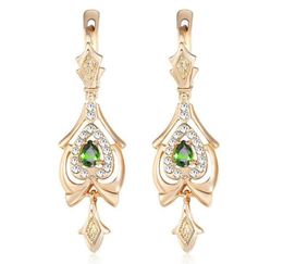 Dangle Lustre Boucles D'oreilles Pendantes Pour Femmes Larme Olivine Vert CZ 585 Or Rose Femmes039s Boucle D'oreille Goutte Saint Valentin Cadeaux5311405