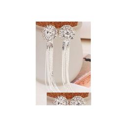 Dangle Lustre Boucles d'oreilles en diamant Long Tempérament exagéré Pendentif Gland Rond Femmes Personnalité Mode Bijoux Accessoires Pa Dhxmb