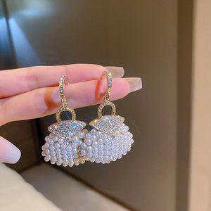 Boucles d'oreilles pendantes en forme de lustre, sac de perles en diamant, nouvelles boucles d'oreilles Premium françaises 2022