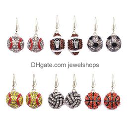 Dangle Chandelier Diamond Sports Pendientes Baloncesto Basketball Fútbol Partpente de fútbol Estudi