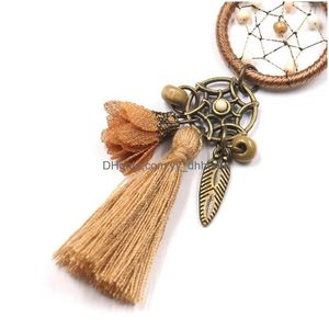 Bengelen kroonluchter droomvanger lange tassel oorbellen voor vrouw Boheemian etnische sieraden vintage bruine randbloem bui hangen dhvof