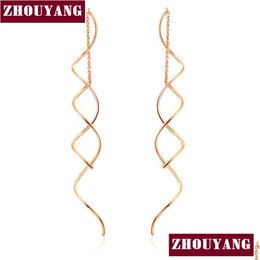 Dangle lustre ligne d'oreille pour femmes boucles d'oreilles en spirale simples couleur or Rose bijoux de mode cadeau d'amitié d'anniversaire Zye243 Zye319 D Otiuv