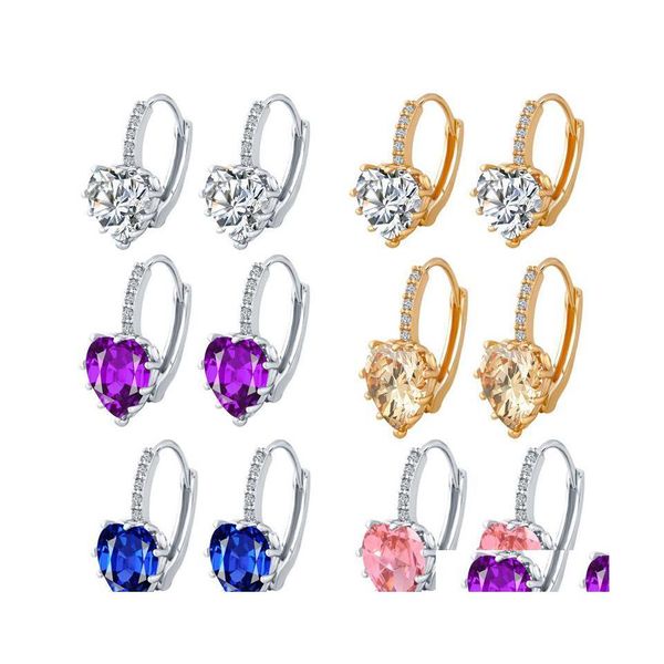 Dangle lustre boucle d'oreille pour femmes 18 carats or 925 bijoux de mode couronne strass boucles d'oreilles gros cristal livraison directe Dhdhs