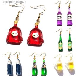 Boucle d'oreille de lustre en peluche pour femmes en résine Drop sur mesure faite à la main mignon girls gouttes oreille trop wine trop trop bière drinkl231219