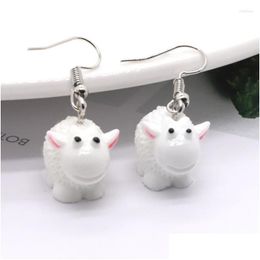 Dangle Lustre Boucles D'oreilles 1 Paire Mignon Mouton Animal Goutte Pour Femmes Cadeau Mode Créatif Drôle Belle Kawaii 3D Chèvre Fête Bijoux Del Dhkgo