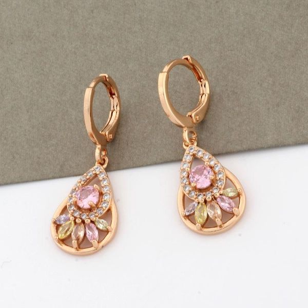 Dangle Lustre Boucles D'oreilles 2022 Tendance Coloré Naturel Zircon Or Couleur Pour Les Femmes Creative Mode Bijoux Fête Belle Coréenne FashiDangl