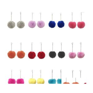 Dangle Chandelier Boucles d'oreilles 2022 Hiver Femmes Accessoires Mode Belle Pom Boule De Fourrure Long Pendentif Boucle D'oreille Bijoux Cadeau De Noël D Dh2Rx